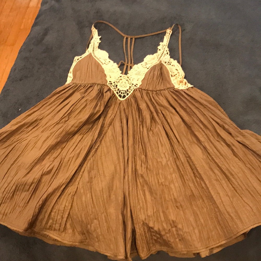 Free People Brown Lace Mini Dress